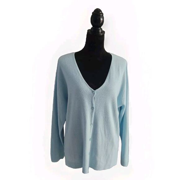 Cpm Collection Women's Super Soft Light Blue Knit V Neck Cardigan Pre-owned L - Picture 1 of 7